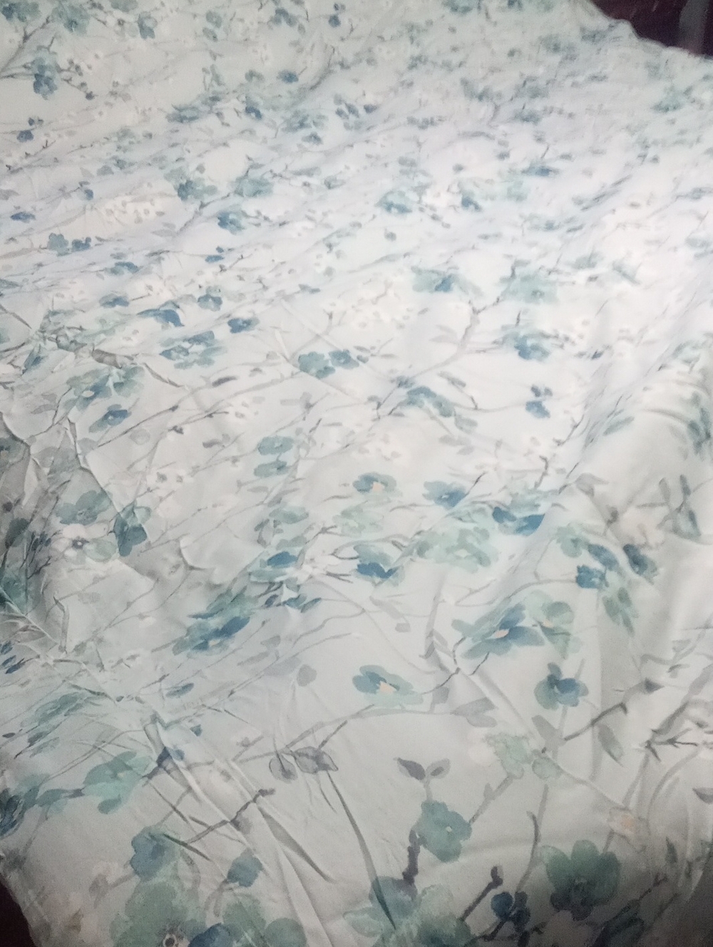 Floral Blue Green Cotton Comforter King NWT $99.99 Floral